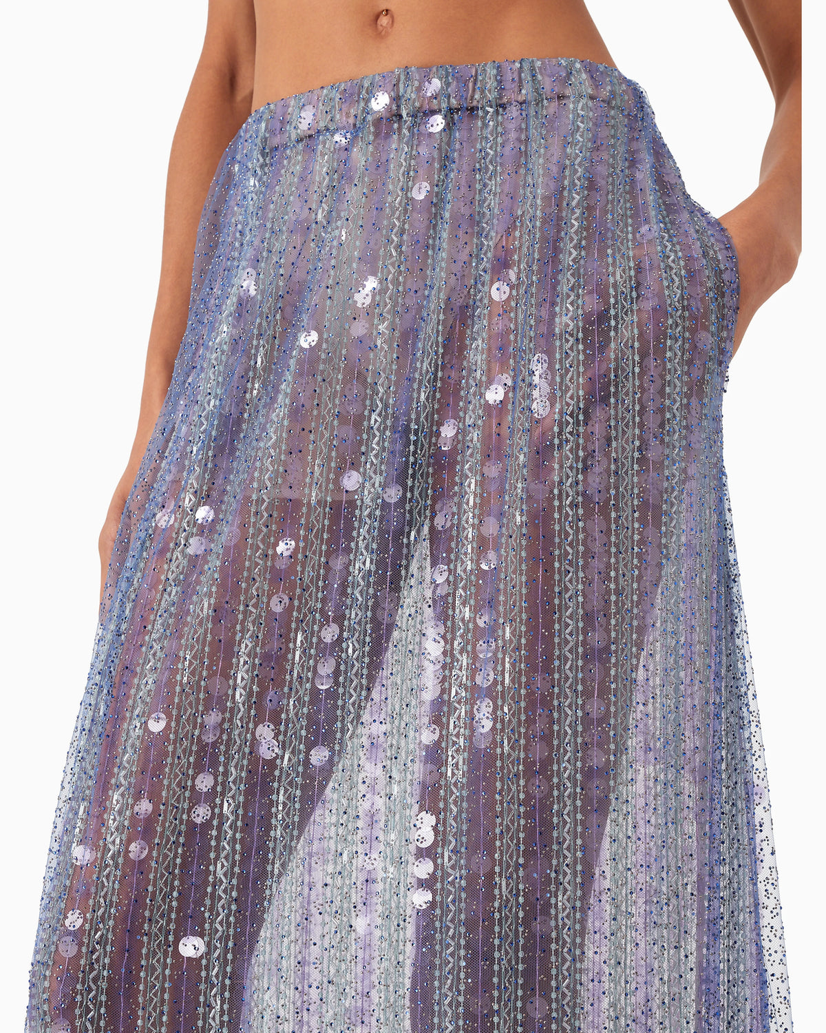 Long skirt with all-over embroidery