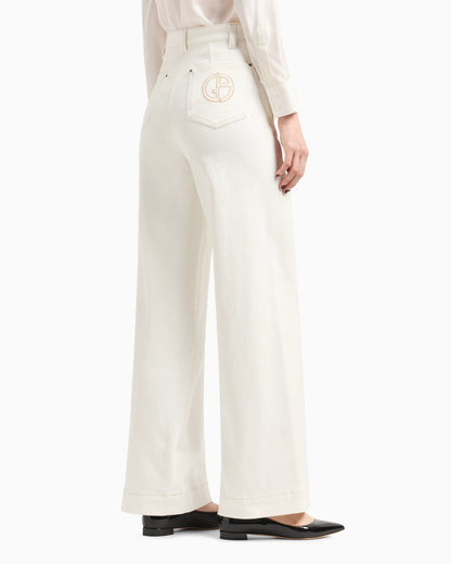 Denim Collection wide-leg trousers in stretch cotton denim