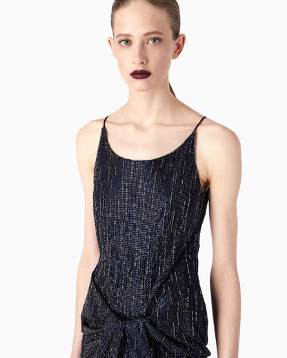 Short silk dress with crystal embroidery