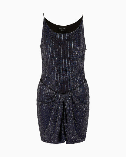 Short silk dress with crystal embroidery