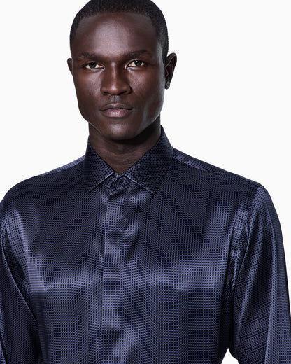 Regular fit silk shirt with geometric print