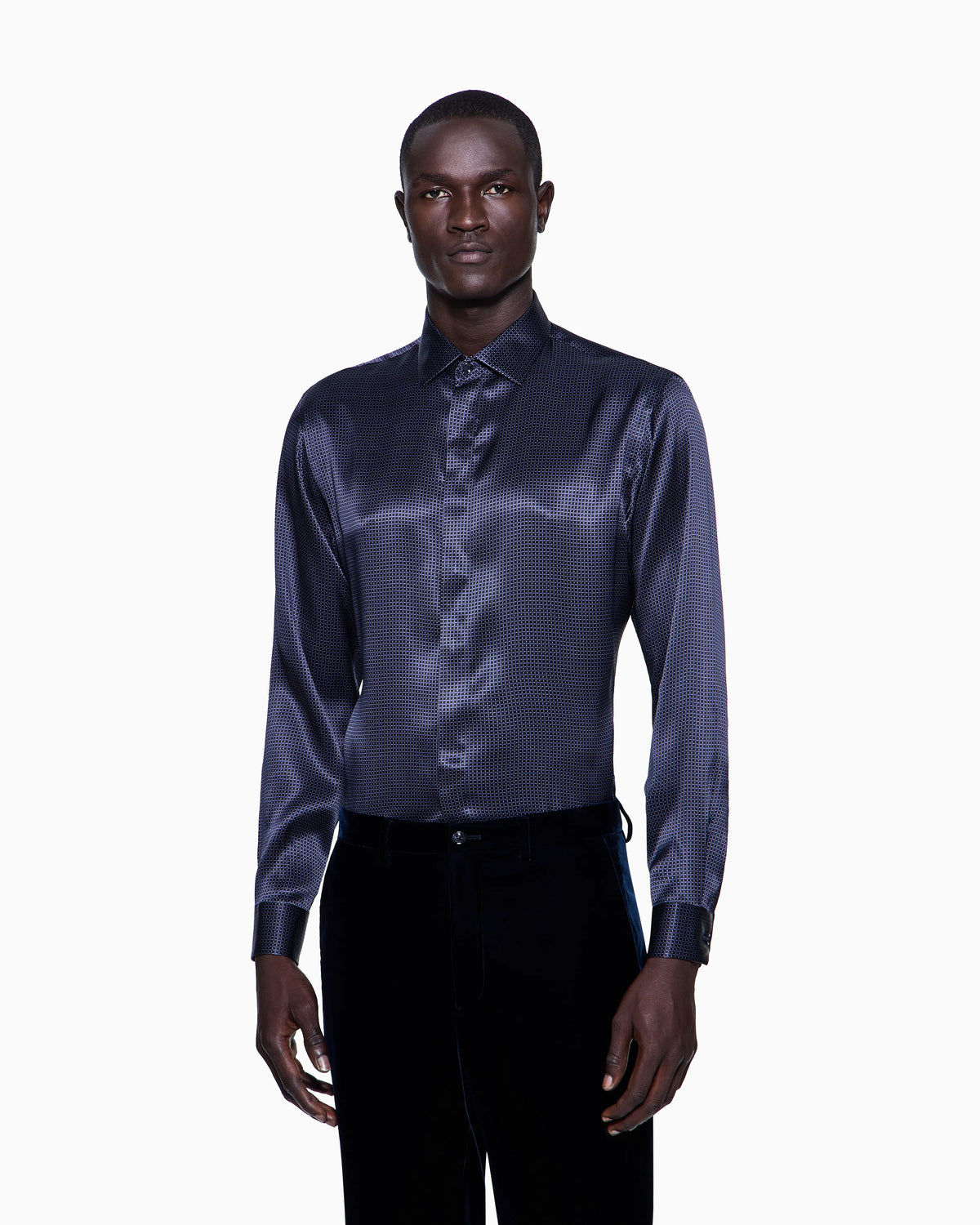 Regular fit silk shirt with geometric print
