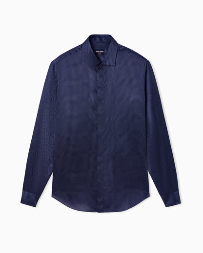 Regular fit silk shirt with geometric print