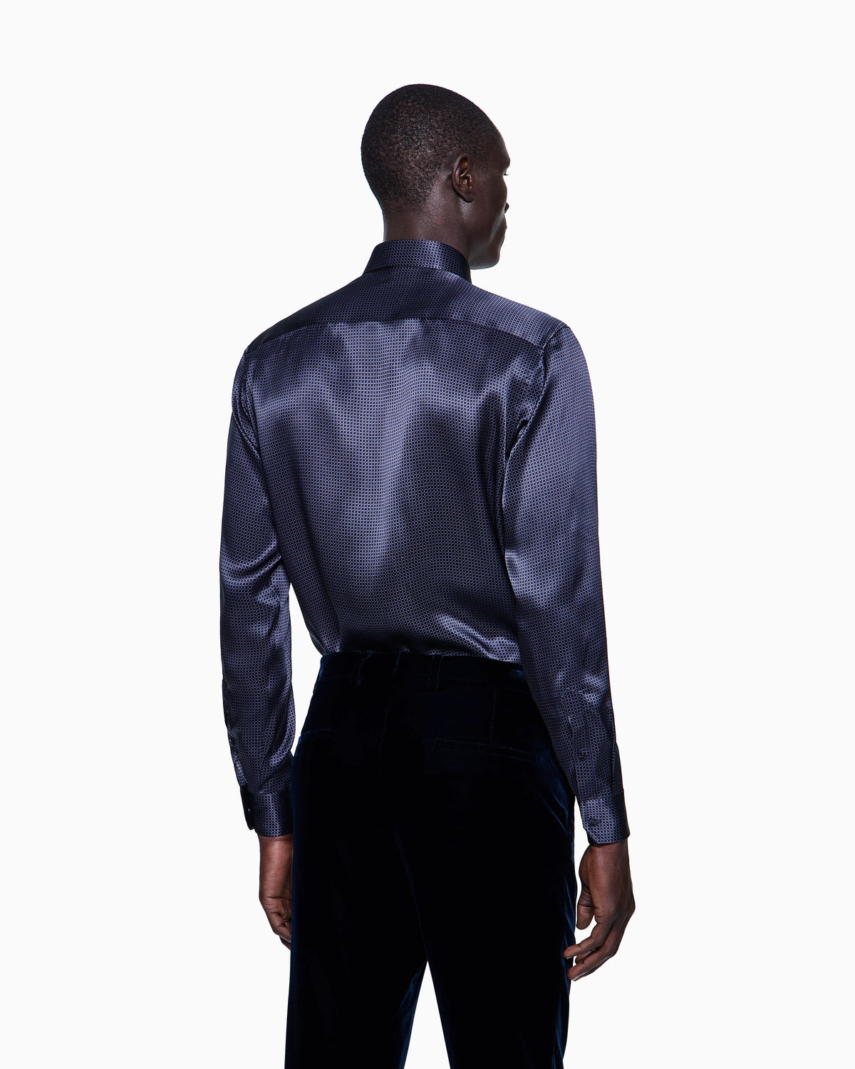 Regular fit silk shirt with geometric print