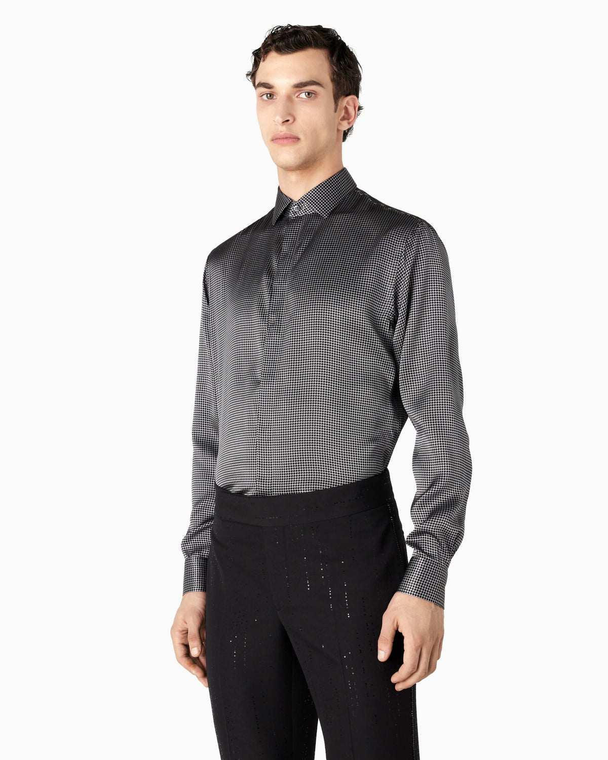 Regular-fit printed silk shirt