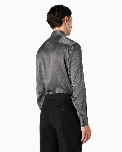 Regular-fit printed silk shirt
