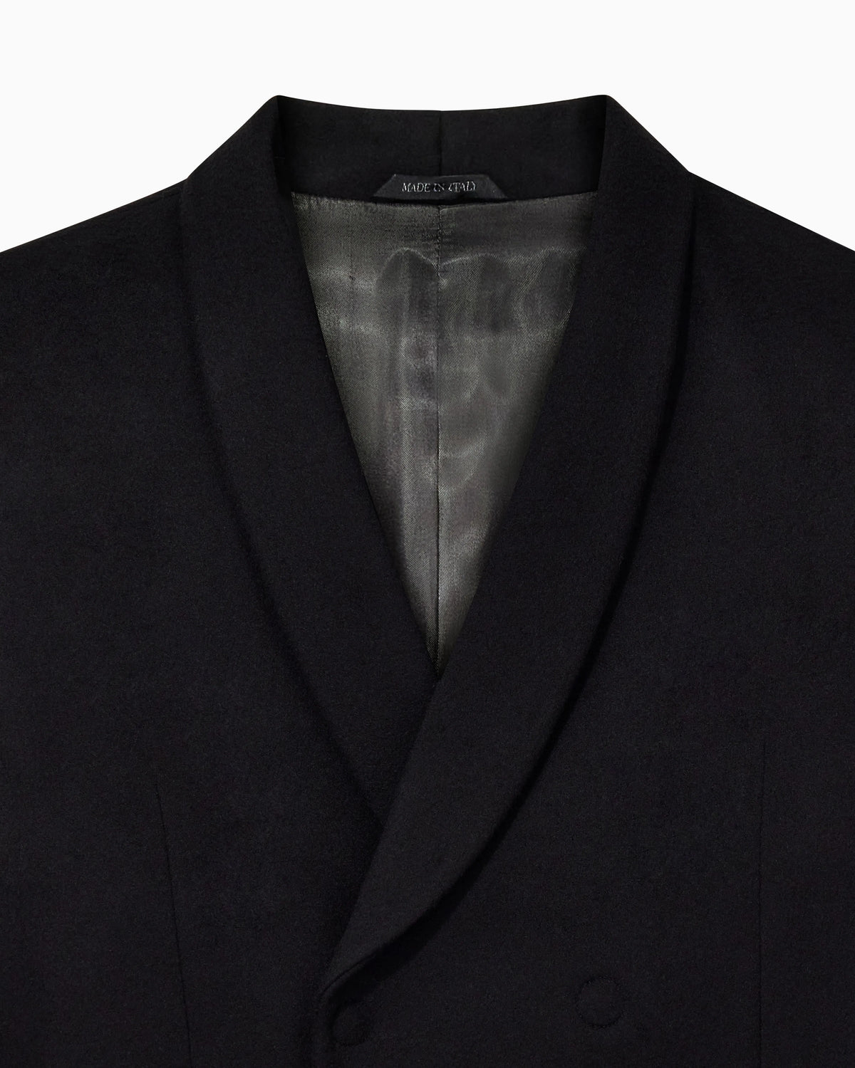 Double-breasted coat in cashmere with shawl collar