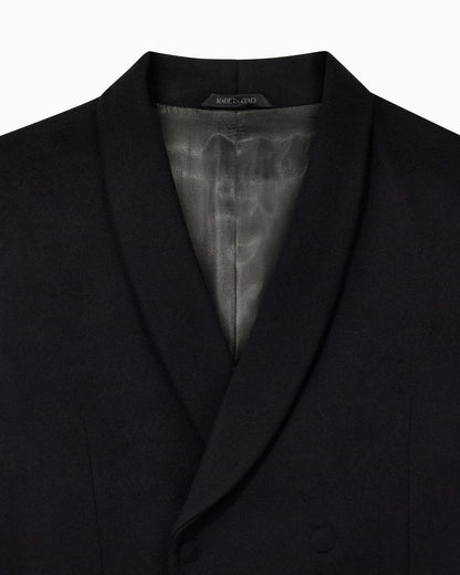 Double-breasted coat in cashmere with shawl collar