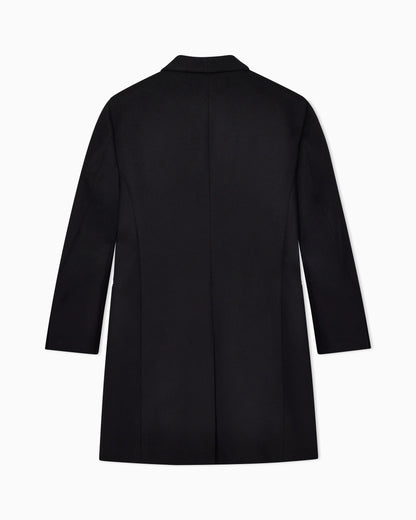 Double-breasted coat in cashmere with shawl collar