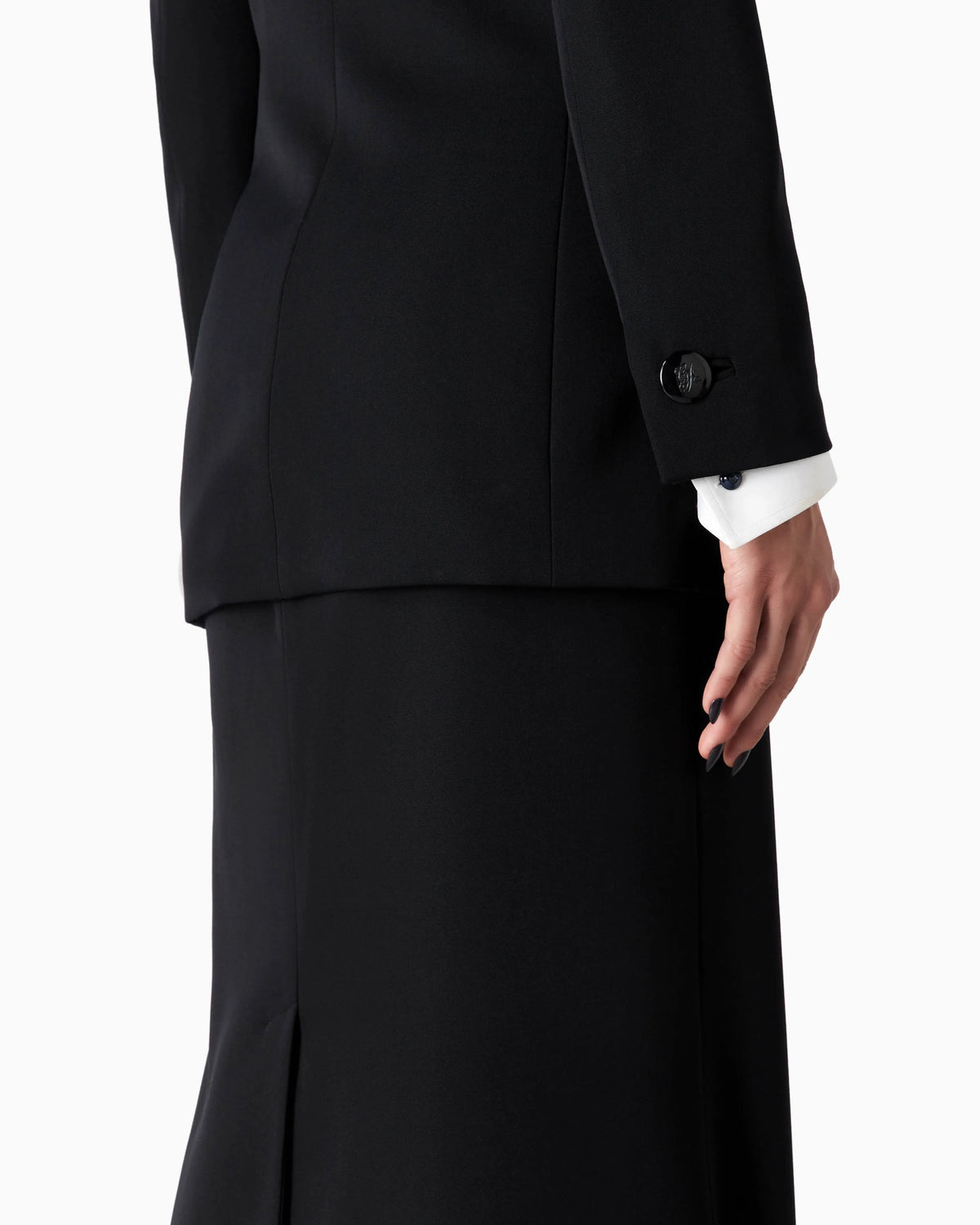 Single-breasted jacket in wool and velvet