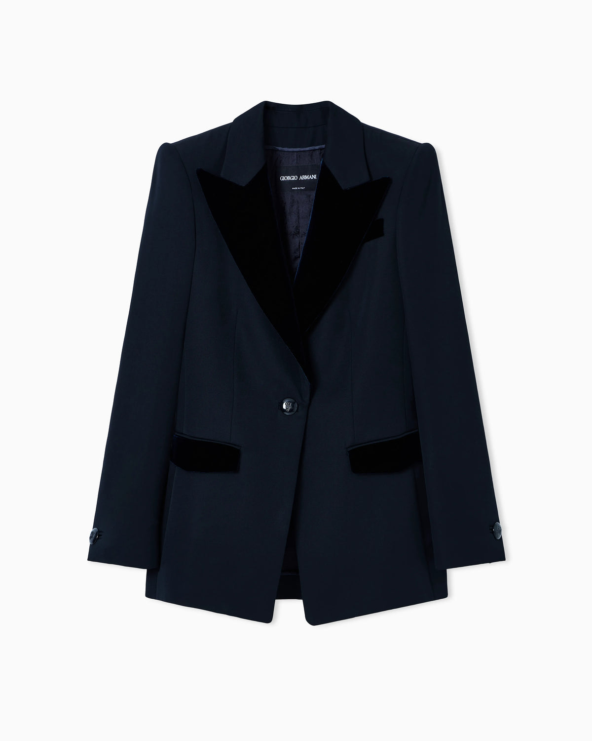 Single-breasted jacket in wool and velvet