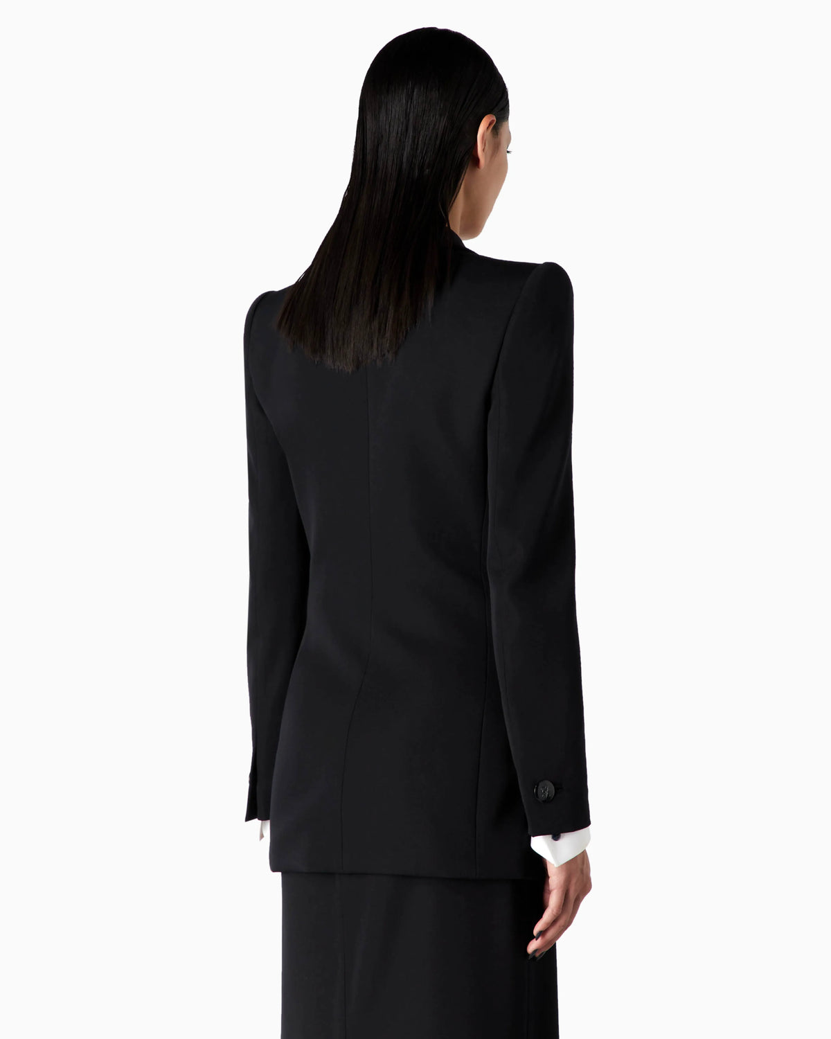 Single-breasted jacket in wool and velvet