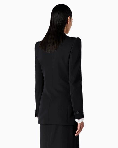 Single-breasted jacket in wool and velvet
