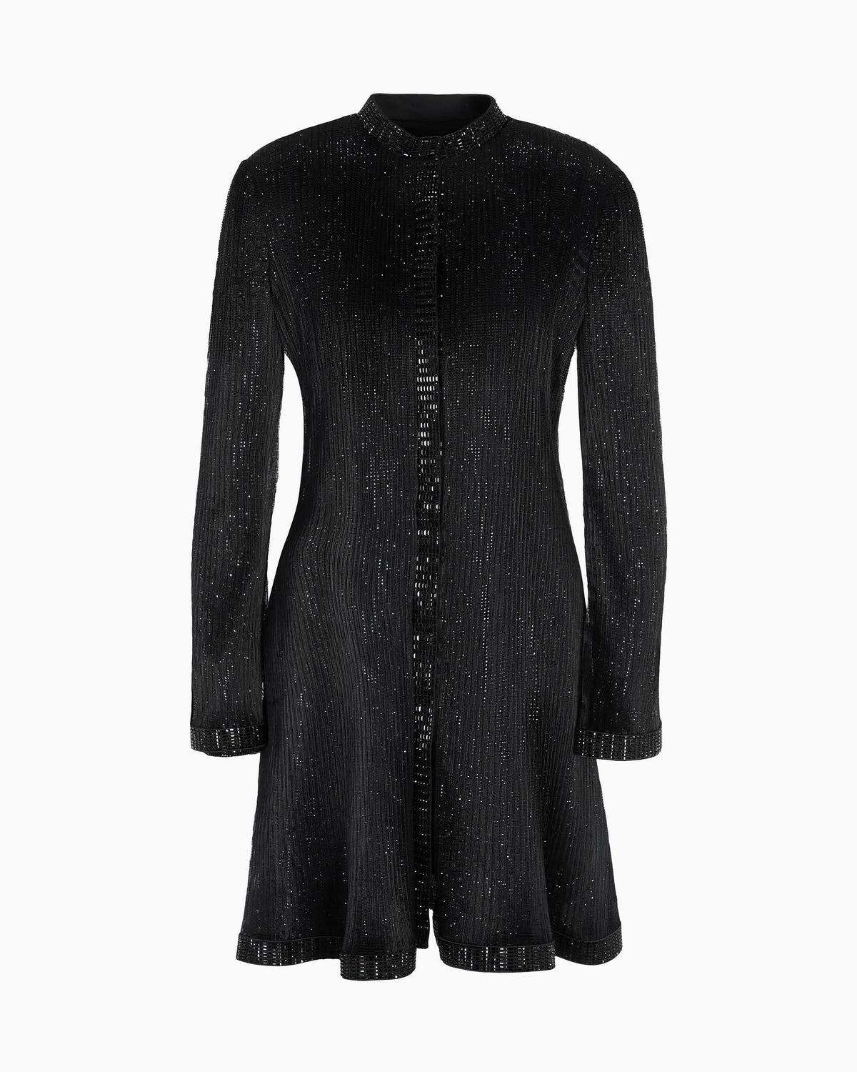 Long jacket in pleated tulle with crystal embroidery