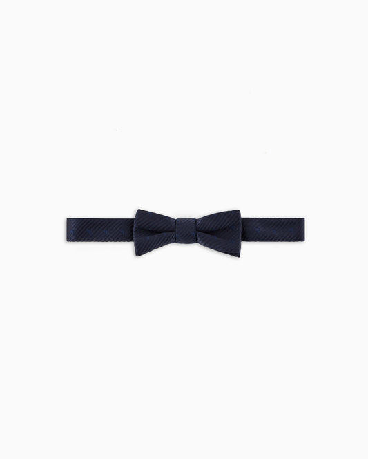 Pure silk jacquard striped bow tie with micro eagles