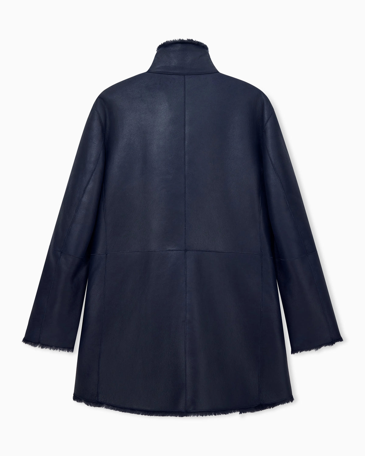 Reversible, double-breasted sheepskin pea coat
