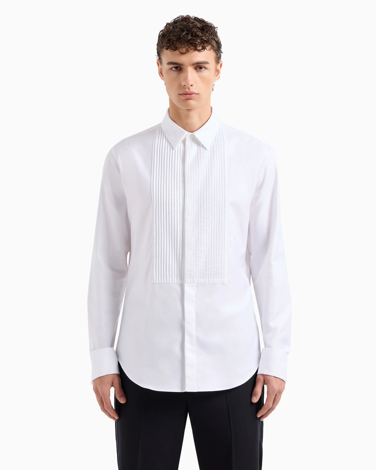 Pleated cotton shirt