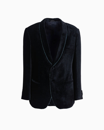 Soho line single-breasted tuxedo jacket in rhinestone-embroidered velvet