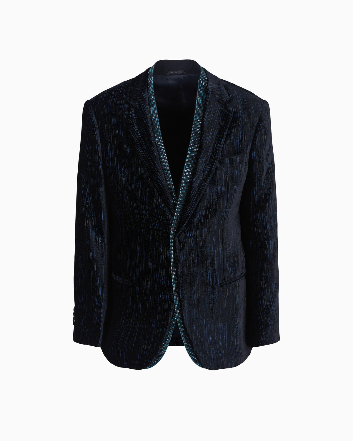 Soho line single-breasted tuxedo jacket in rhinestoned velvet