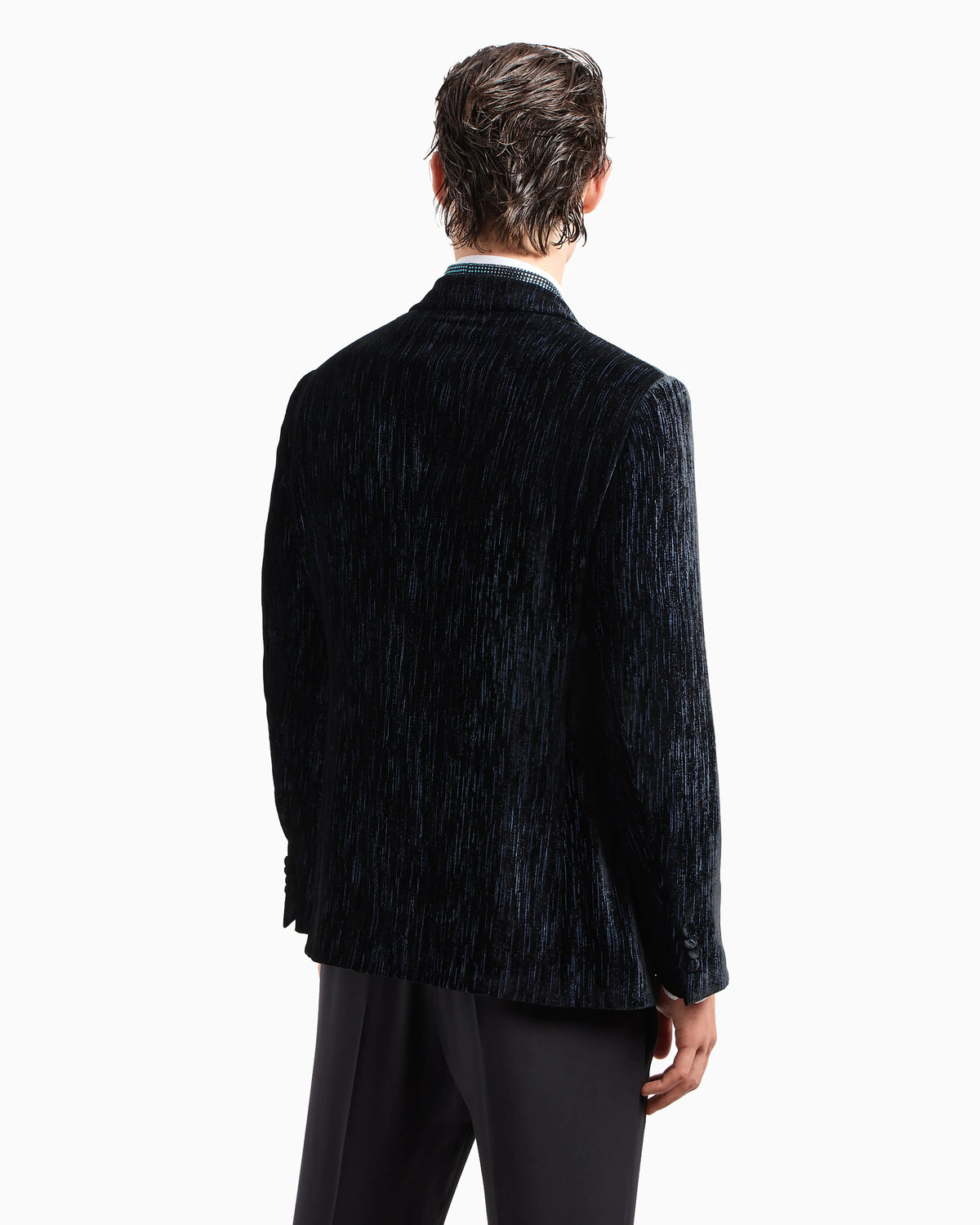 Soho line single-breasted tuxedo jacket in rhinestoned velvet