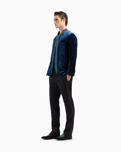 Upton line single-breasted jacket in rhinestoned velvet