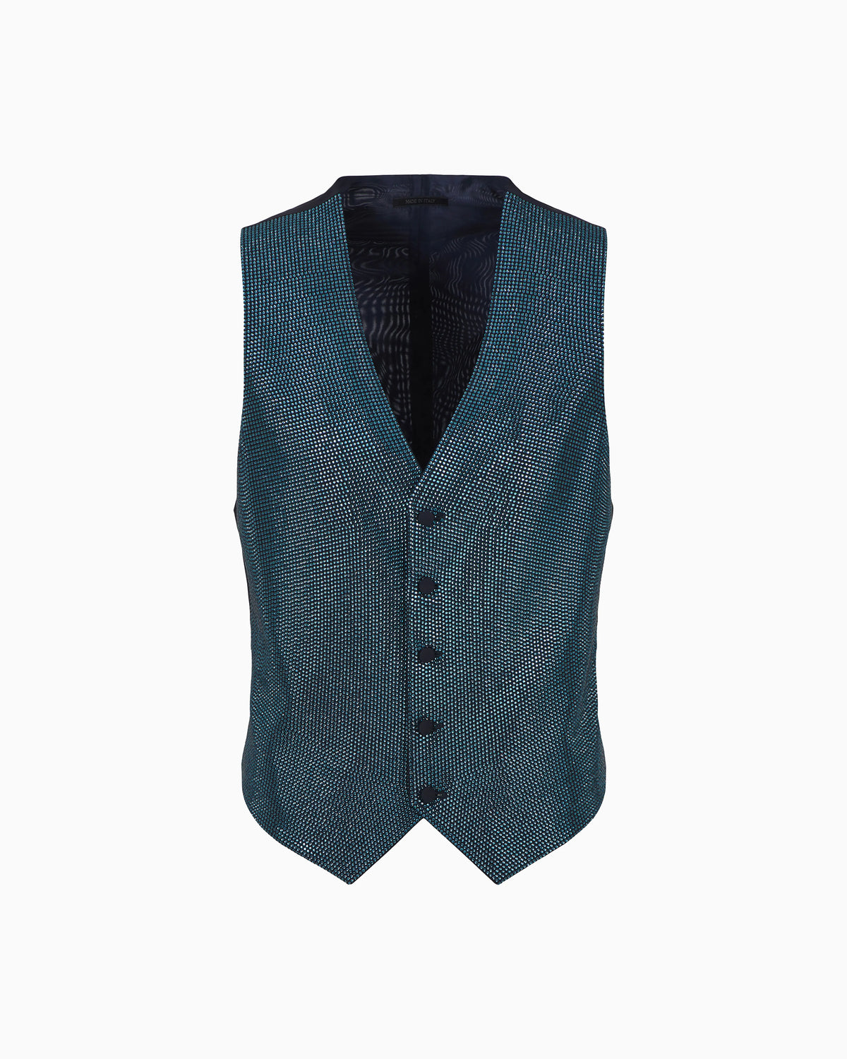 Single-breasted wool-crêpe waistcoat with rhinestone embroidery