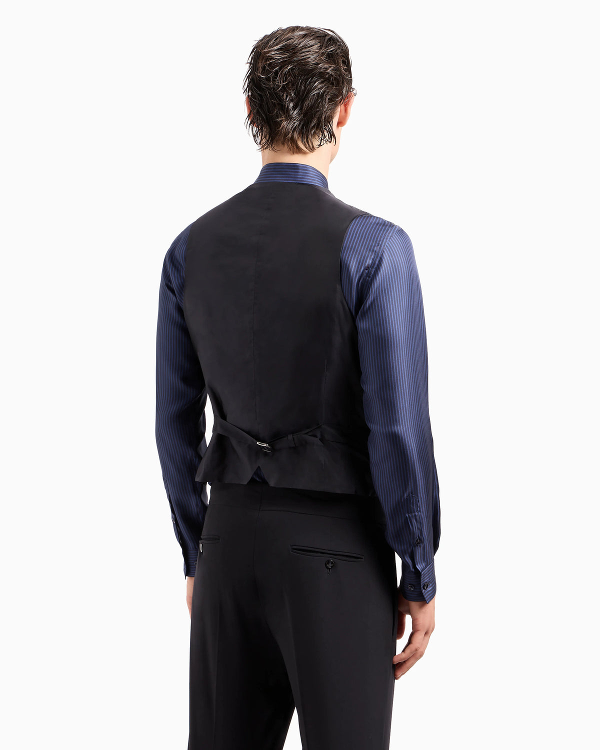Single-breasted wool-crêpe waistcoat with rhinestone embroidery