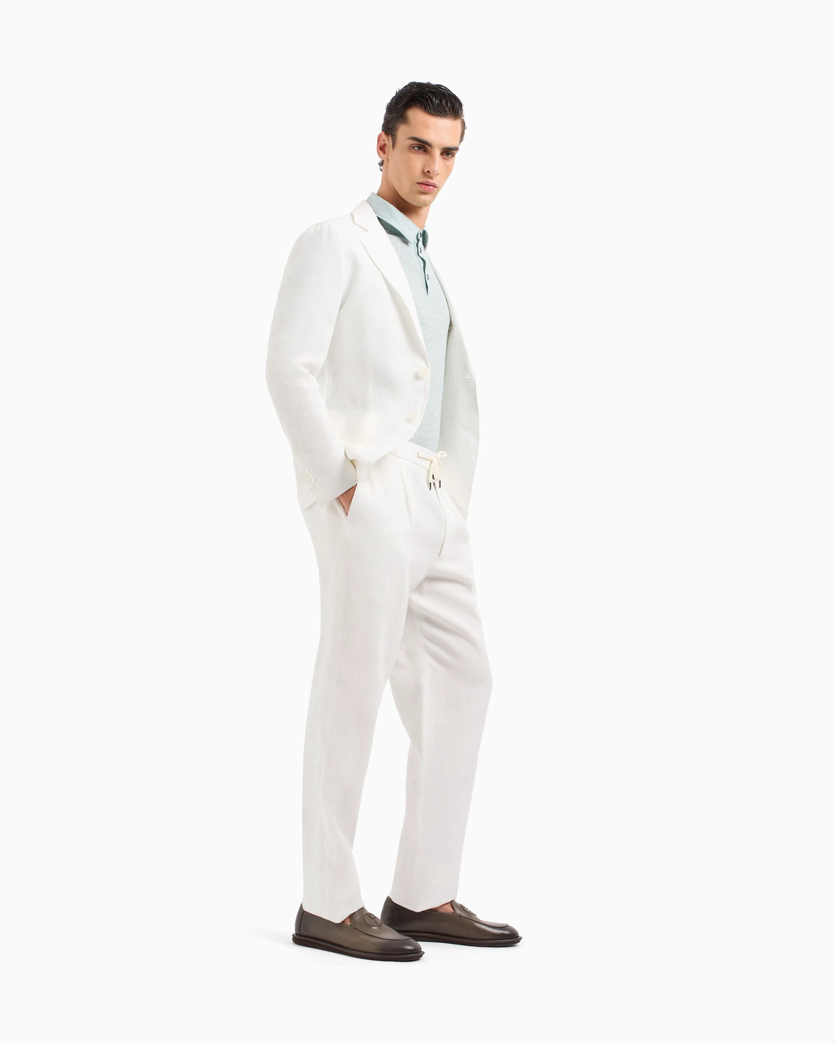 Single-dart, pure linen canvas trousers