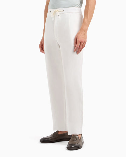 Single-dart, pure linen canvas trousers