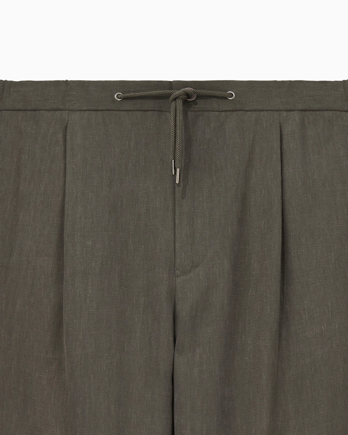Linen trousers with a single pleat and drawstring