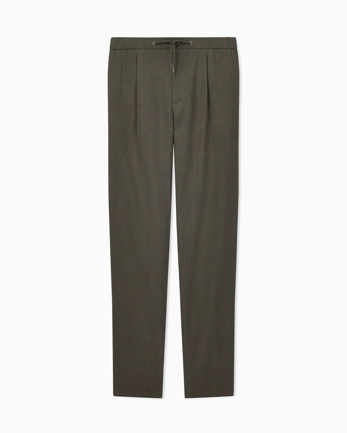 Linen trousers with a single pleat and drawstring