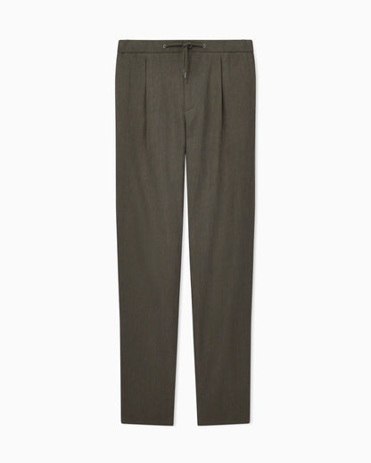 Linen trousers with a single pleat and drawstring