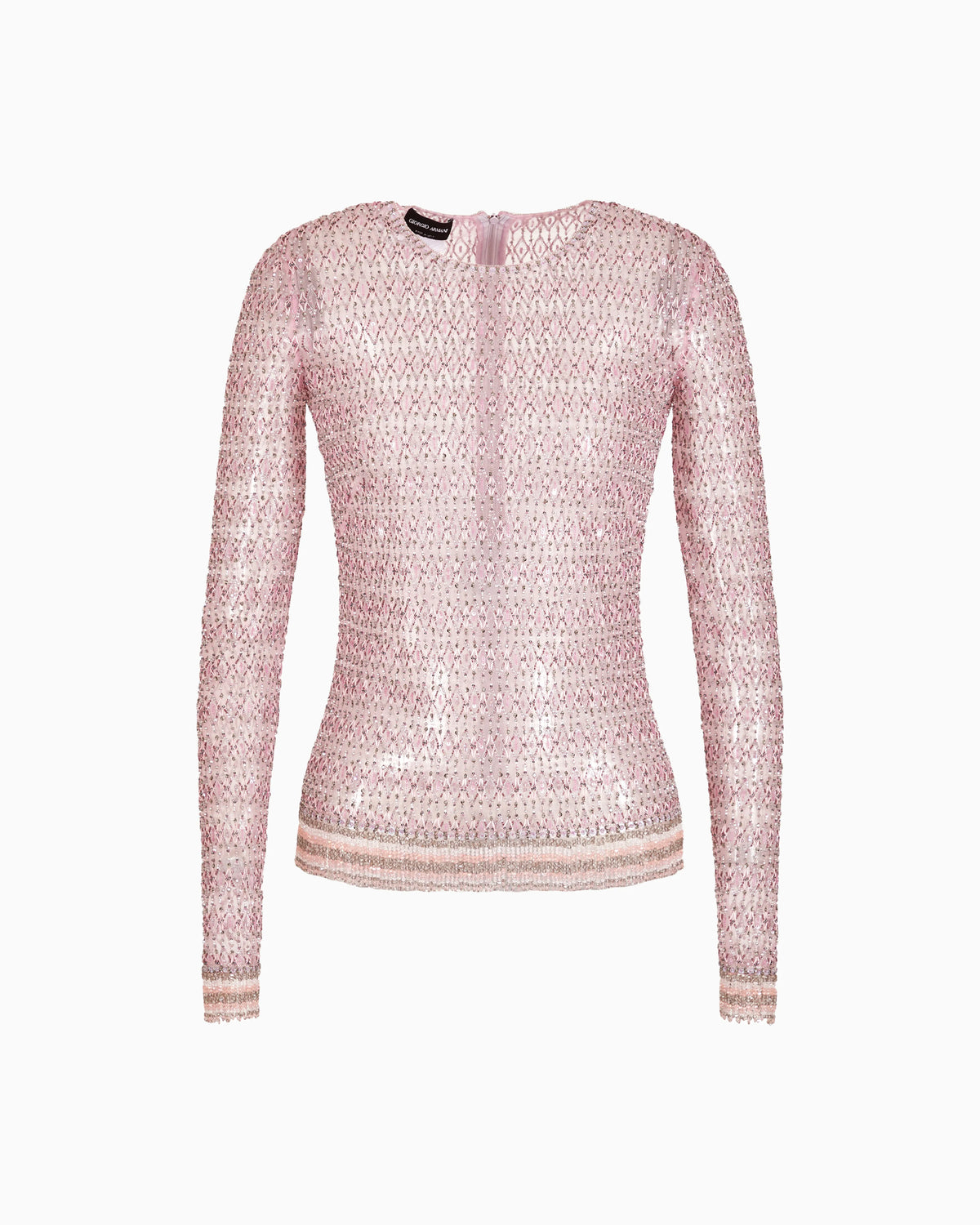 Crew-neck jumper in tulle with crystal embroidery