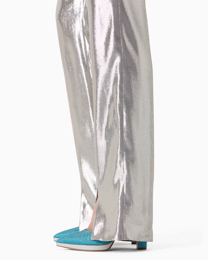 Silk and Lurex-blend trousers