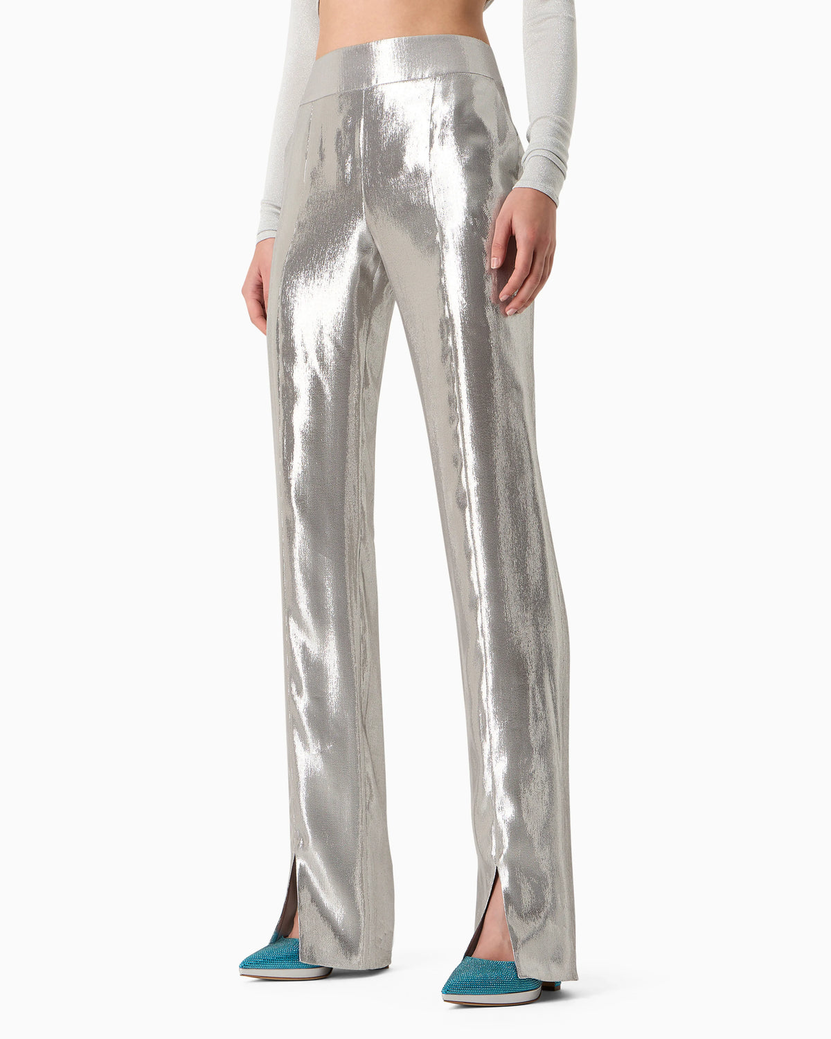 Silk and Lurex-blend trousers