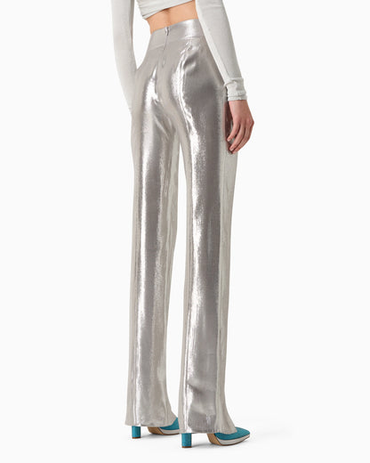 Silk and Lurex-blend trousers