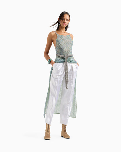 Embroidered-tulle long dress