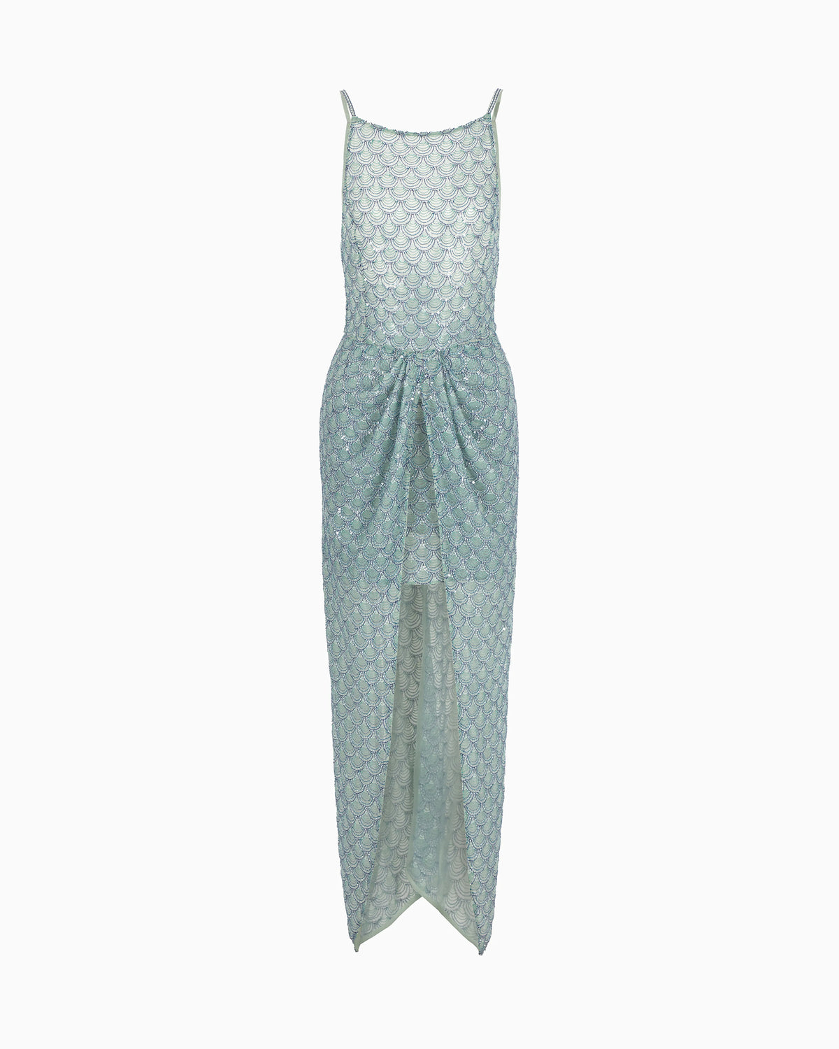 Embroidered-tulle long dress
