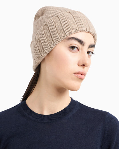 Cashmere beanie with ribbed texture and cuff Essential
