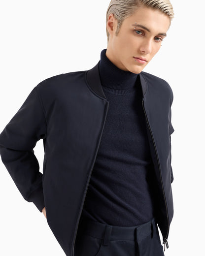 Zipped bomber jacket in technical stretch nylon