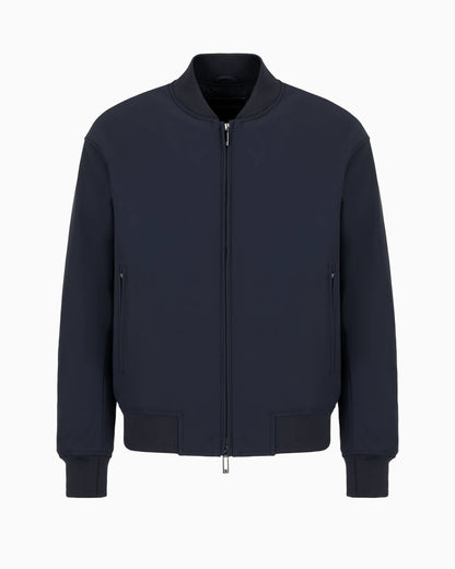 Zipped bomber jacket in technical stretch nylon