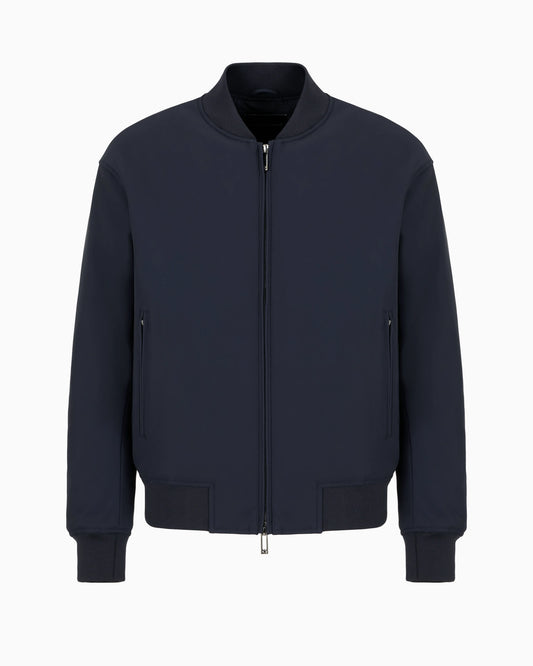 Zipped bomber jacket in technical stretch nylon