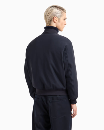 Zipped bomber jacket in technical stretch nylon