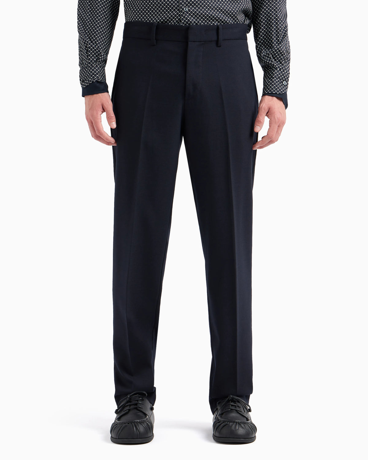 Virgin wool-blend chinos with a trouser crease