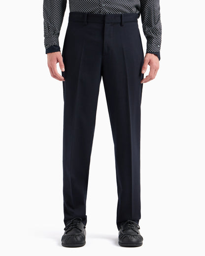 Virgin wool-blend chinos with a trouser crease