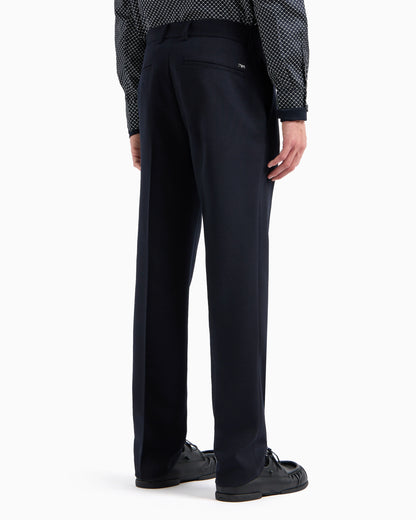 Virgin wool-blend chinos with a trouser crease