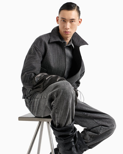 Garment-treated denim jeans with darts