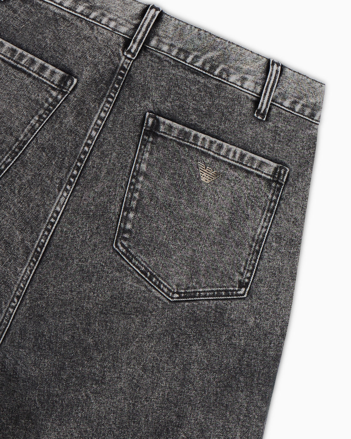Garment-treated denim jeans with darts