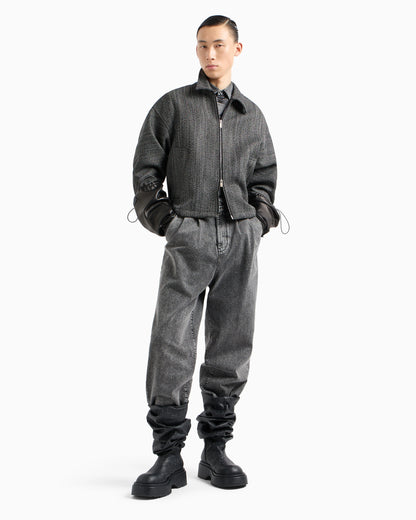 Garment-treated denim jeans with darts