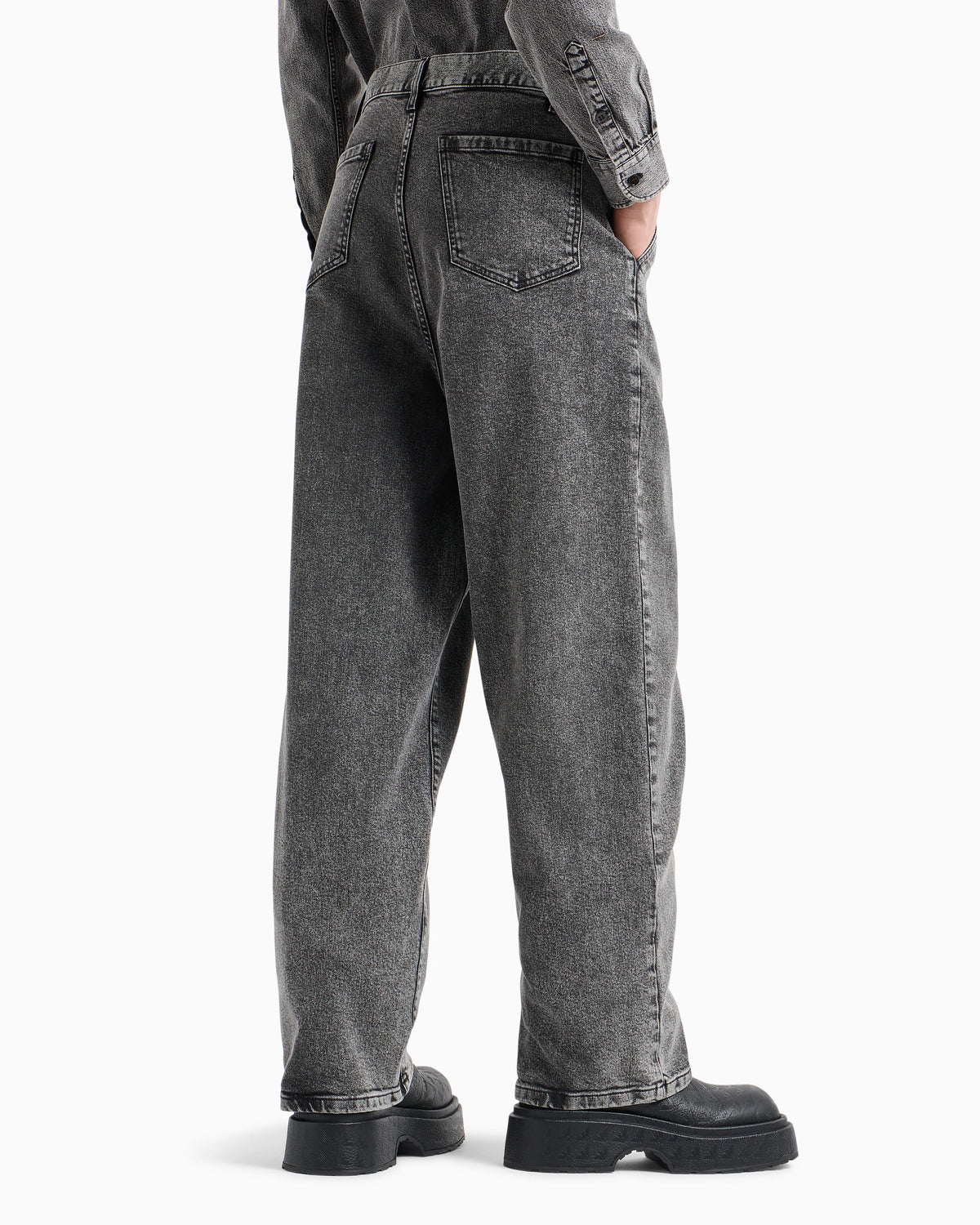 Garment-treated denim jeans with darts